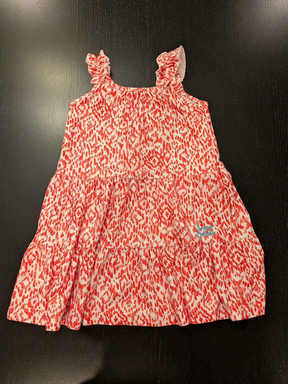 Tommy Bahama Pink and White Printed Ruffle Strap Tiered Dress